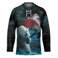 Greenlandic Polar Bear Warrior Hockey Jersey Nordic and Runes Style - Wonder Print Shop
