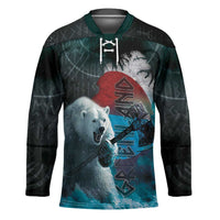 Greenlandic Polar Bear Warrior Hockey Jersey Nordic and Runes Style - Wonder Print Shop