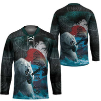 Greenlandic Polar Bear Warrior Hockey Jersey Nordic and Runes Style - Wonder Print Shop