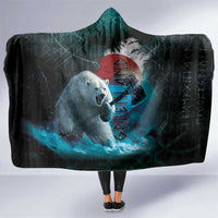 Greenlandic Polar Bear Warrior Hooded Blanket Nordic and Runes Style - Wonder Print Shop