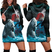 Greenlandic Polar Bear Warrior Hoodie Dress Nordic and Runes Style - Wonder Print Shop