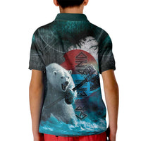 Greenlandic Polar Bear Warrior Kid Polo Shirt Nordic and Runes Style - Wonder Print Shop