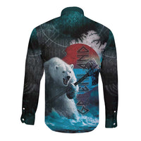 Greenlandic Polar Bear Warrior Long Sleeve Button Shirt Nordic and Runes Style - Wonder Print Shop
