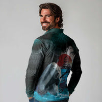 Greenlandic Polar Bear Warrior Long Sleeve Polo Shirt Nordic and Runes Style - Wonder Print Shop