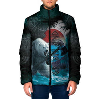 Greenlandic Polar Bear Warrior Padded Jacket Nordic and Runes Style - Wonder Print Shop