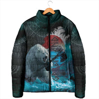 Greenlandic Polar Bear Warrior Padded Jacket Nordic and Runes Style - Wonder Print Shop