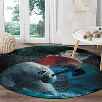 Greenlandic Polar Bear Warrior Round Carpet Nordic and Runes Style - Wonder Print Shop