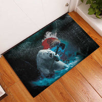 Greenlandic Polar Bear Warrior Rubber Doormat Nordic and Runes Style - Wonder Print Shop