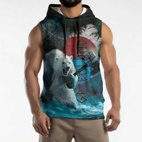 Greenlandic Polar Bear Warrior Sleeveless Hoodie Nordic and Runes Style - Wonder Print Shop