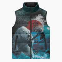 Greenlandic Polar Bear Warrior Sleeveless Puffer Jacket Nordic and Runes Style - Wonder Print Shop