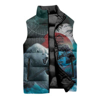 Greenlandic Polar Bear Warrior Sleeveless Puffer Jacket Nordic and Runes Style - Wonder Print Shop