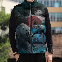 Greenlandic Polar Bear Warrior Sleeveless Puffer Jacket Nordic and Runes Style - Wonder Print Shop