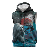 Greenlandic Polar Bear Warrior Sleeveless Zip Hoodie Nordic and Runes Style - Wonder Print Shop