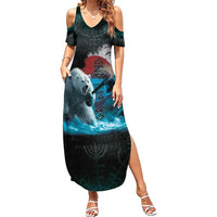 Greenlandic Polar Bear Warrior Summer Maxi Dress Nordic and Runes Style - Wonder Print Shop
