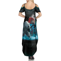 Greenlandic Polar Bear Warrior Summer Maxi Dress Nordic and Runes Style - Wonder Print Shop