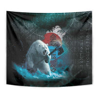 Greenlandic Polar Bear Warrior Tapestry Nordic and Runes Style - Wonder Print Shop
