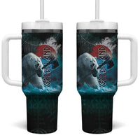 Greenlandic Polar Bear Warrior Tumbler With Handle Nordic and Runes Style - Wonder Print Shop