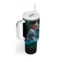 Greenlandic Polar Bear Warrior Tumbler With Handle Nordic and Runes Style - Wonder Print Shop