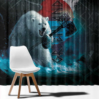 Greenlandic Polar Bear Warrior Window Curtain Nordic and Runes Style - Wonder Print Shop