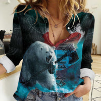 Greenlandic Polar Bear Warrior Women Casual Shirt Nordic and Runes Style - Wonder Print Shop