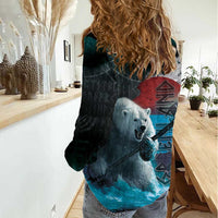 Greenlandic Polar Bear Warrior Women Casual Shirt Nordic and Runes Style - Wonder Print Shop