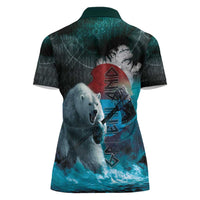 Greenlandic Polar Bear Warrior Women Polo Shirt Nordic and Runes Style - Wonder Print Shop