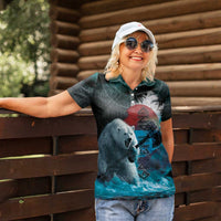 Greenlandic Polar Bear Warrior Women Polo Shirt Nordic and Runes Style - Wonder Print Shop