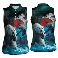 Greenlandic Polar Bear Warrior Women Sleeveless Polo Shirt Nordic and Runes Style - Wonder Print Shop