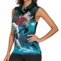 Greenlandic Polar Bear Warrior Women Sleeveless Polo Shirt Nordic and Runes Style - Wonder Print Shop