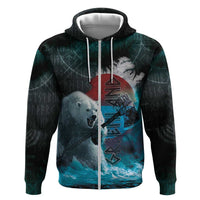 Greenlandic Polar Bear Warrior Zip Hoodie Nordic and Runes Style - Wonder Print Shop