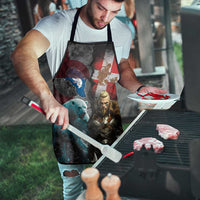 Greenlandic and Danish Together Apron Polar Warrior Vikings with National Flag Grunge Style - Wonder Print Shop