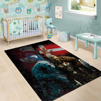 Greenlandic and Danish Together Area Rug Polar Warrior Vikings with National Flag Grunge Style - Wonder Print Shop