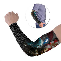 Greenlandic and Danish Together Arm Sleeves Polar Warrior Vikings with National Flag Grunge Style - Wonder Print Shop