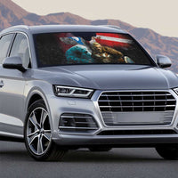 Greenlandic and Danish Together Auto Sun Shade Polar Warrior Vikings with National Flag Grunge Style - Wonder Print Shop