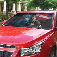 Greenlandic and Danish Together Auto Sun Shade Polar Warrior Vikings with National Flag Grunge Style - Wonder Print Shop