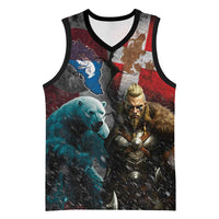 Greenlandic and Danish Together Basketball Jersey Polar Warrior Vikings with National Flag Grunge Style - Wonder Print Shop