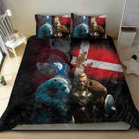 Greenlandic and Danish Together Bedding Set Polar Warrior Vikings with National Flag Grunge Style - Wonder Print Shop
