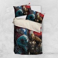 Greenlandic and Danish Together Bedding Set Polar Warrior Vikings with National Flag Grunge Style - Wonder Print Shop