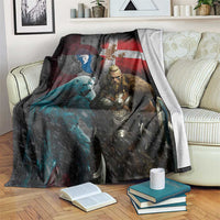 Greenlandic and Danish Together Blanket Polar Warrior Vikings with National Flag Grunge Style - Wonder Print Shop