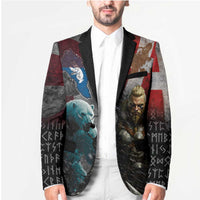Greenlandic and Danish Together Blazer Polar Warrior Vikings with National Flag Grunge Style - Wonder Print Shop