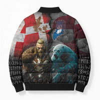Greenlandic and Danish Together Bomber Puffer Jacket Polar Warrior Vikings with National Flag Grunge Style - Wonder Print Shop