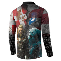 Greenlandic and Danish Together Button Sweatshirt Polar Warrior Vikings with National Flag Grunge Style - Wonder Print Shop