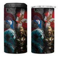 Greenlandic and Danish Together 4 in 1 Can Cooler Tumbler Polar Warrior Vikings with National Flag Grunge Style - Wonder Print Shop