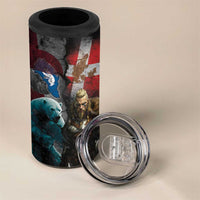 Greenlandic and Danish Together 4 in 1 Can Cooler Tumbler Polar Warrior Vikings with National Flag Grunge Style - Wonder Print Shop