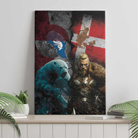 Greenlandic and Danish Together Canvas Wall Art Polar Warrior Vikings with National Flag Grunge Style - Wonder Print Shop