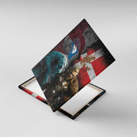 Greenlandic and Danish Together Canvas Wall Art Polar Warrior Vikings with National Flag Grunge Style - Wonder Print Shop