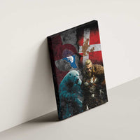 Greenlandic and Danish Together Canvas Wall Art Polar Warrior Vikings with National Flag Grunge Style - Wonder Print Shop
