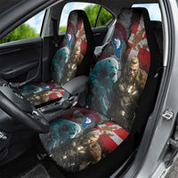 Greenlandic and Danish Together Car Seat Cover Polar Warrior Vikings with National Flag Grunge Style - Wonder Print Shop