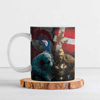Greenlandic and Danish Together Ceramic Mug Polar Warrior Vikings with National Flag Grunge Style - Wonder Print Shop