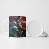 Greenlandic and Danish Together Ceramic Mug Polar Warrior Vikings with National Flag Grunge Style - Wonder Print Shop